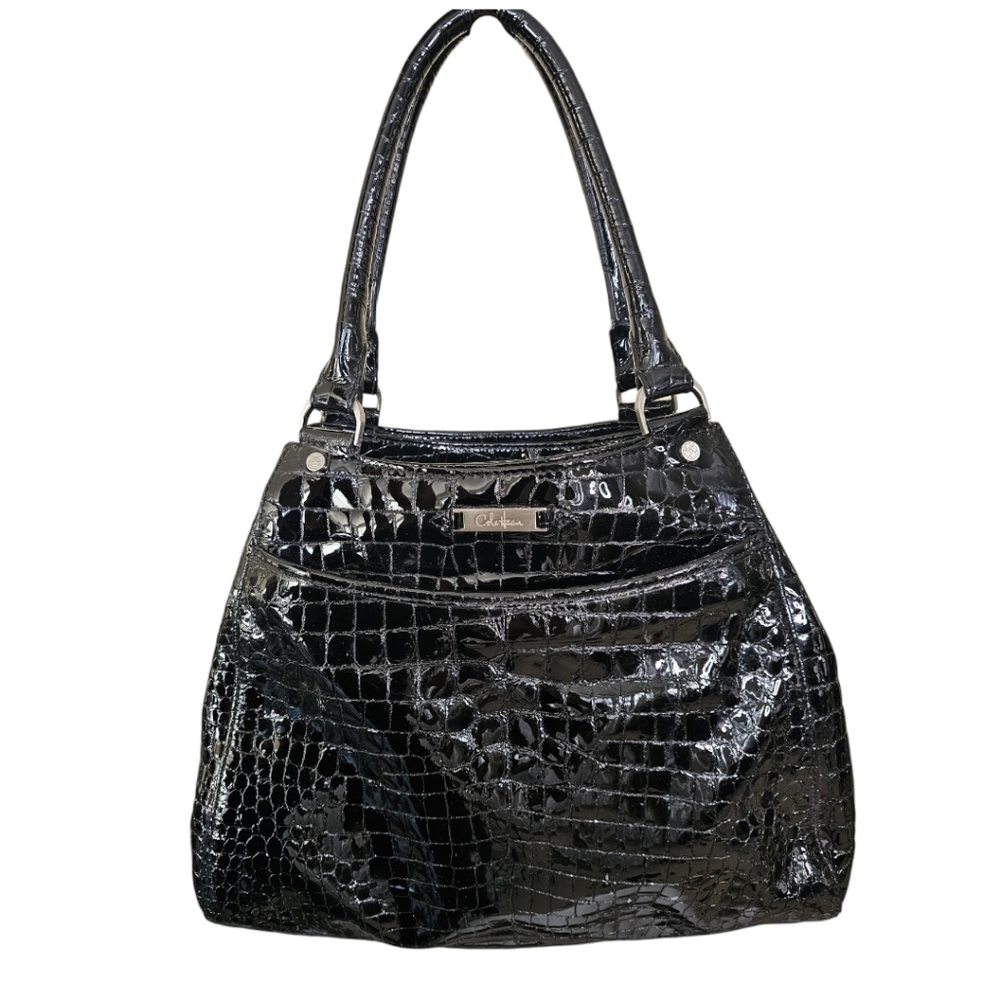Cole Haan Crocodile embossed black shoulder bag